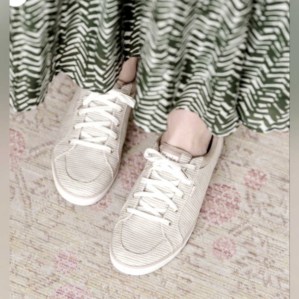 Keds Beige Striped Sneakers